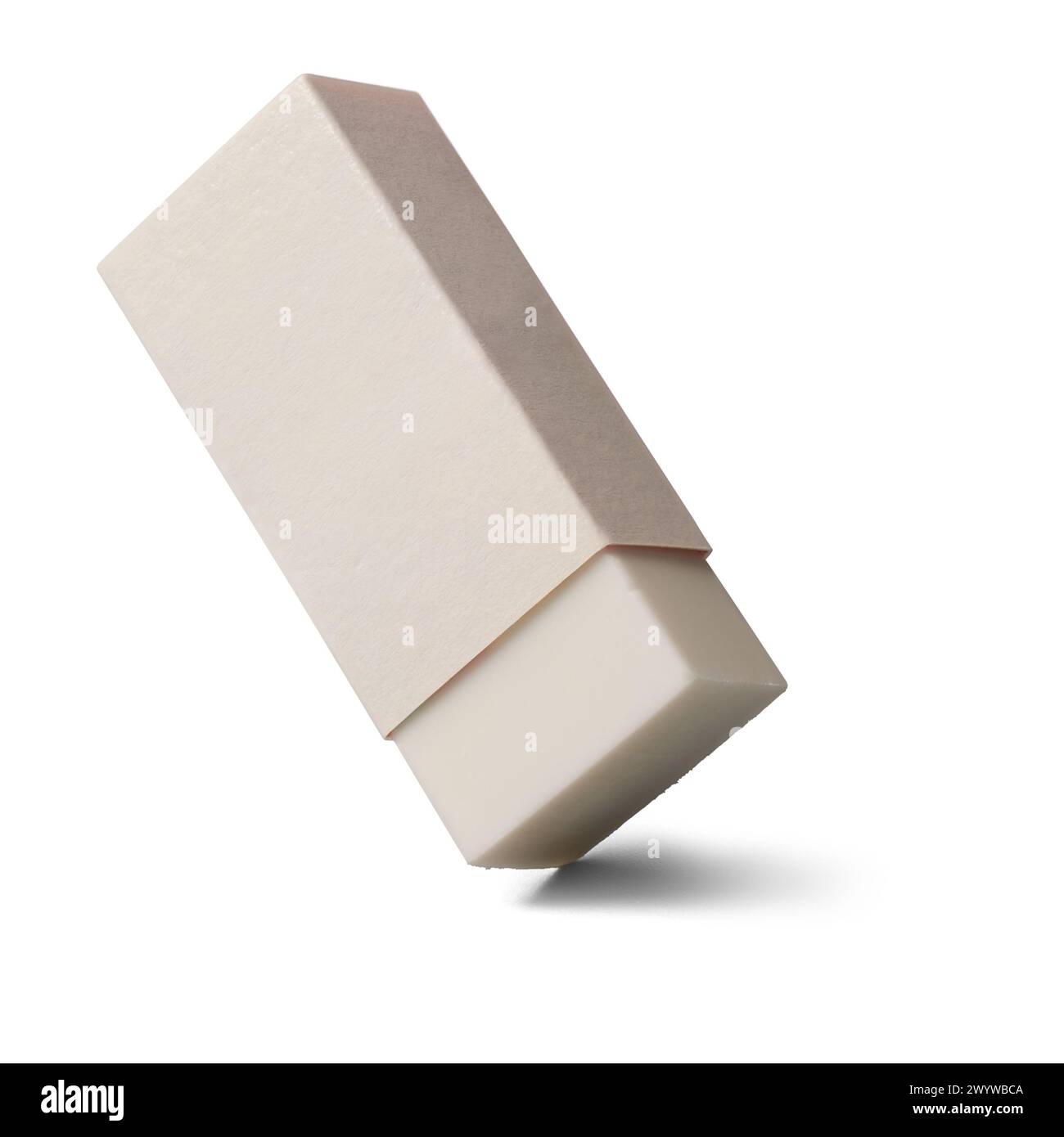 rubber eraser isolated white background, traditional rectangular shaped block eraser made from natural rubber, stationery school supplies mock-up Stock Photo