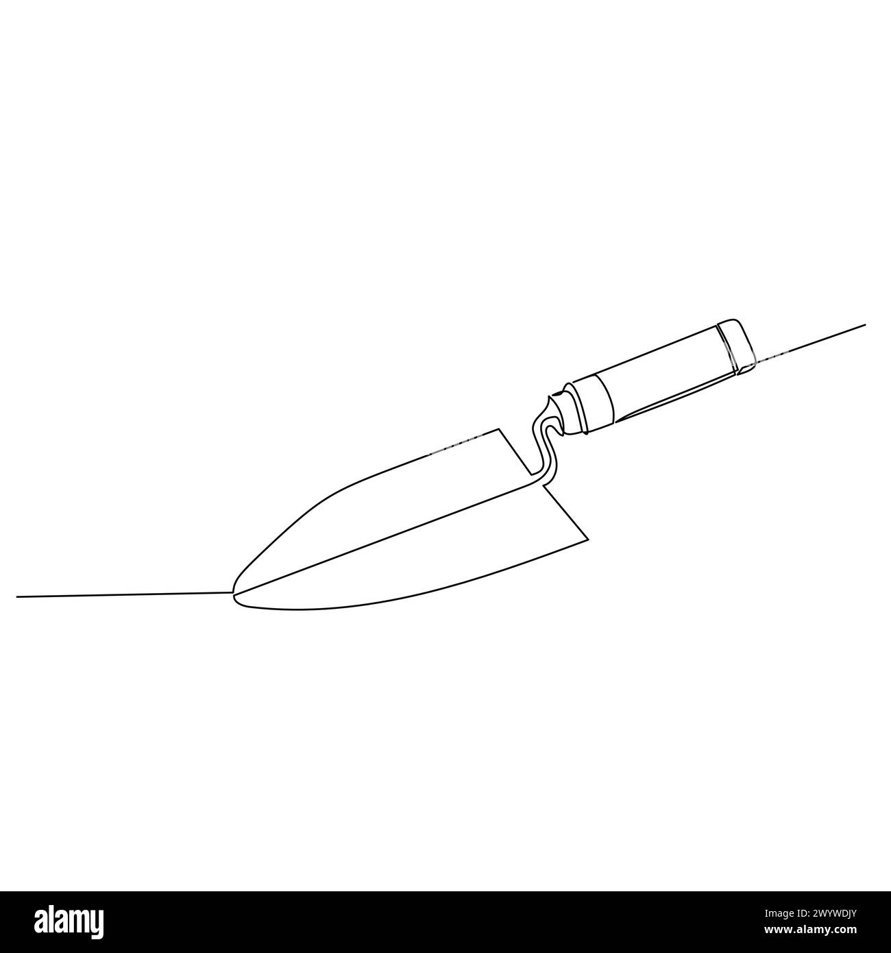 Continuous line drawing of a trowel. Tool or moving small amounts of viscous or particulate material. Simple flat hand drawn style vector for tool in Stock Vector