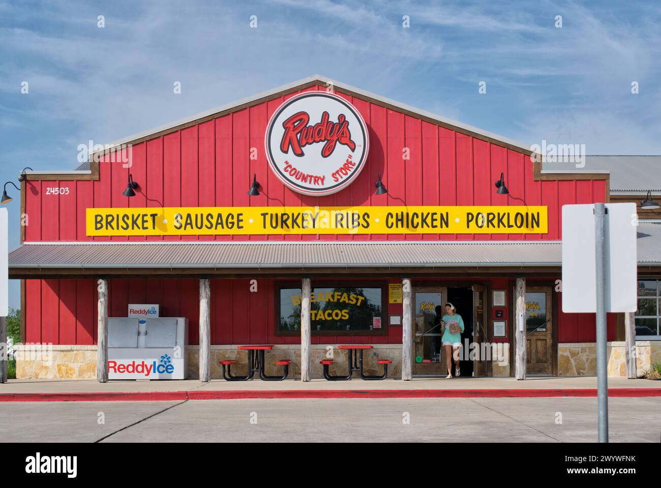Houston, Texas USA 04072024 Rudy's Country Store and BarBQ restaurant storefront exterior