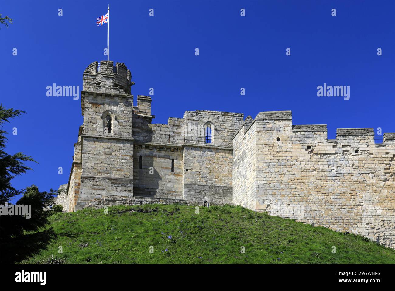 View over Lincoln Castle, Lincoln City, Lincolnshire County, England, UK Stock Photo