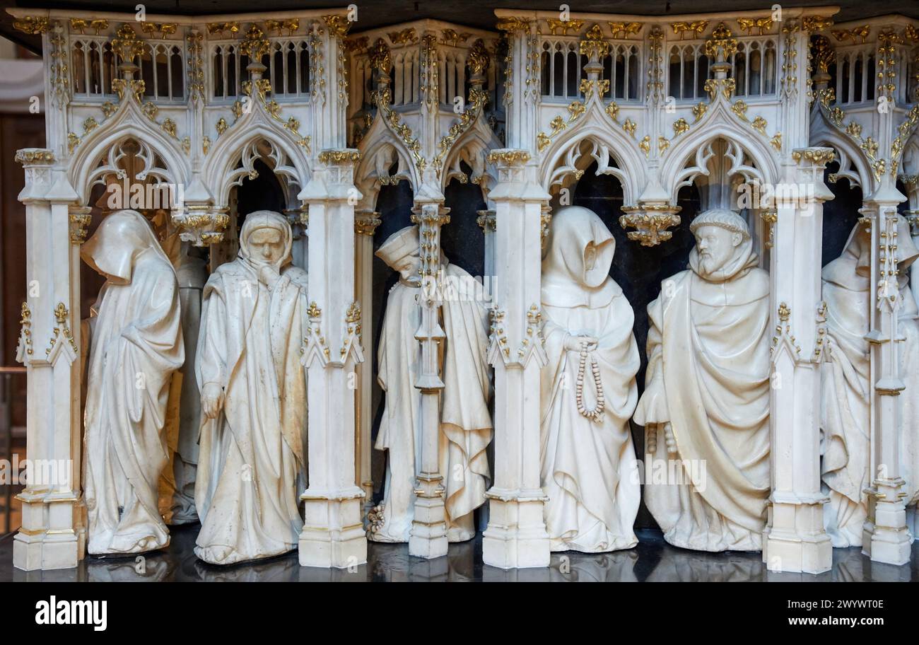 Salle des gardes, Tomb of Philippe le Hardi, Duc de Bourgogne, Fine Arts Museum, Musée des Beaux-Arts, Dijon, Cote d'Or, Burgundy Region, Bourgogne, France, Europe. Stock Photo