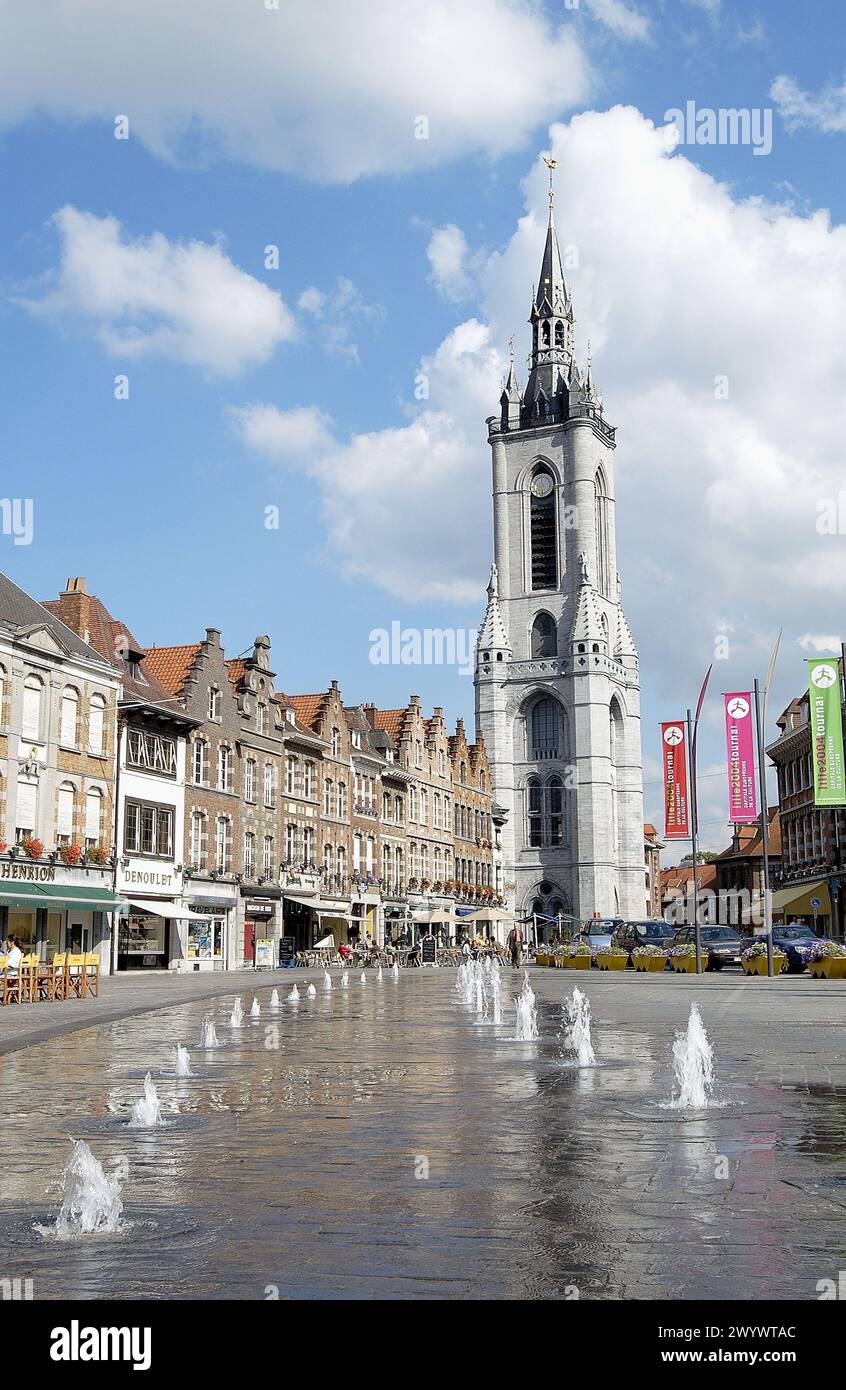 Beffroi (´belfry´) tower in the Grand Place. Tournai. Hainaut, Belgium. Stock Photo