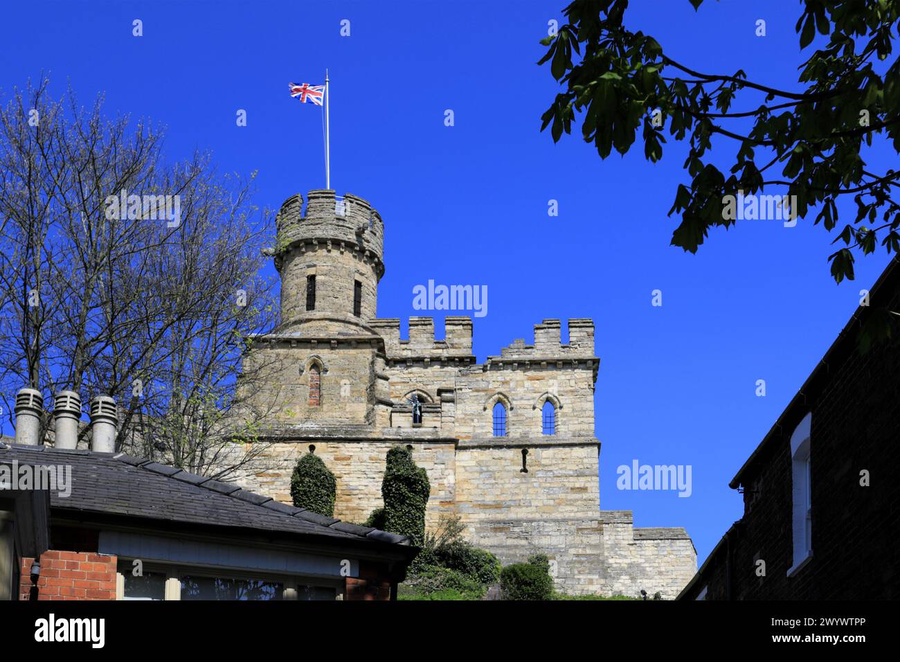 View over Lincoln Castle, Lincoln City, Lincolnshire County, England, UK Stock Photo