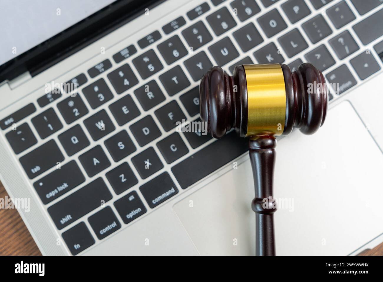 Judgment placed on computers, computer law concepts Stock Photo