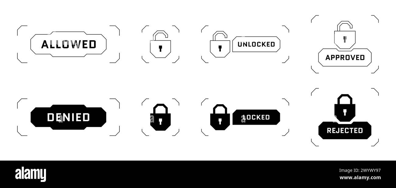 HUD digital futuristic user interface access allowed and denied button ...