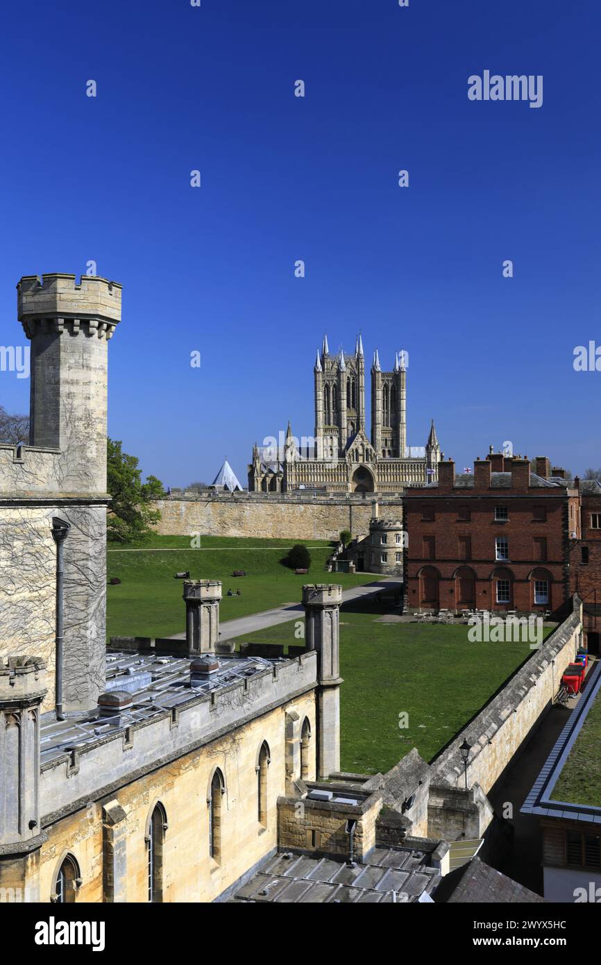 View over Lincoln Castle, Lincoln City, Lincolnshire County, England, UK Stock Photo