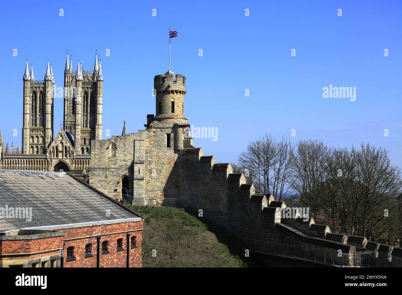 View over Lincoln Castle, Lincoln City, Lincolnshire County, England, UK Stock Photo