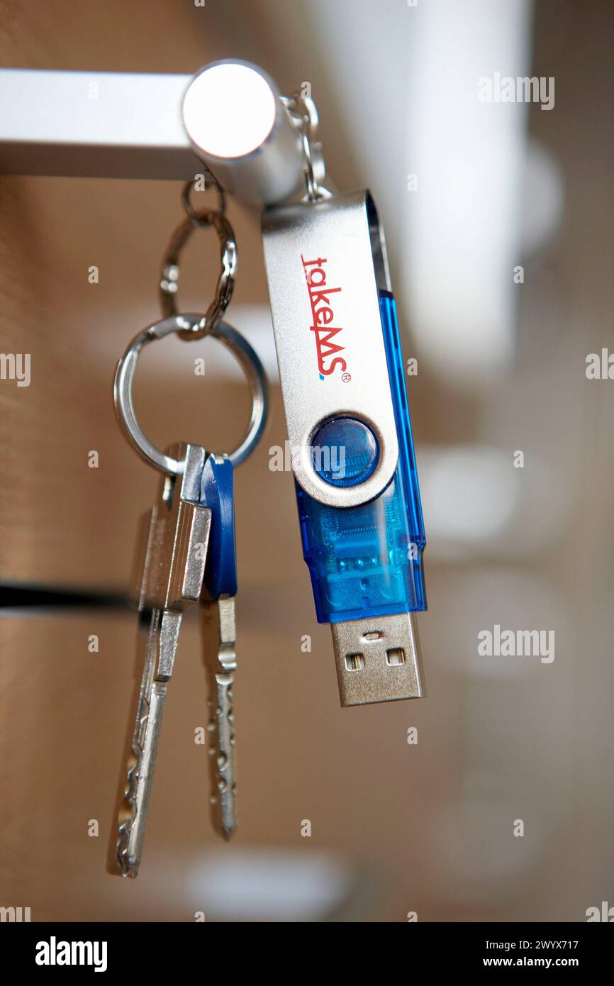 Key ring with pendrive. Stock Photo