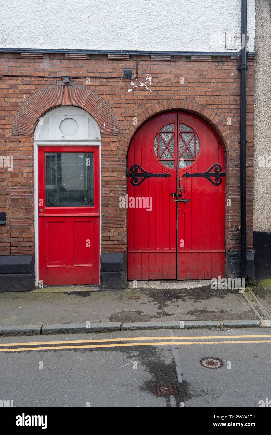 Red doors, Conwy, Wales, Great Britain Stock Photo