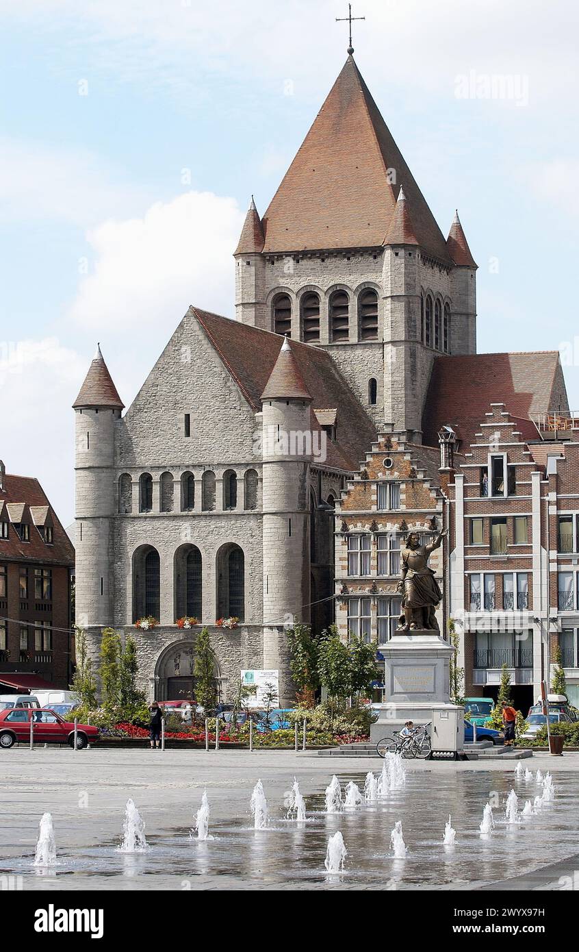 Church of St. Quentin in the Grand-Place. Tournai. Hainaut, Belgium. Stock Photo