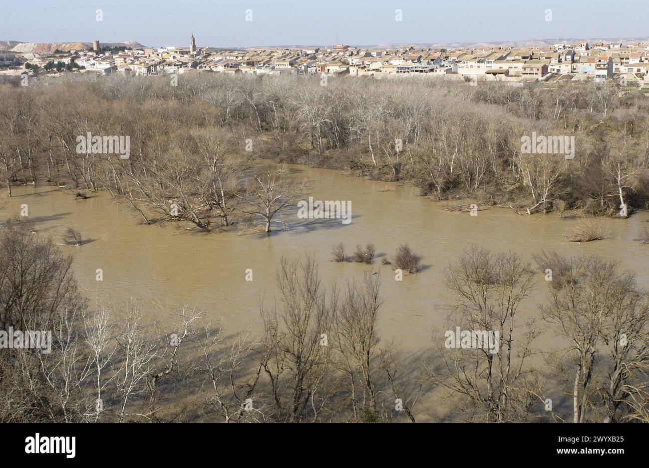 Ebro River floodings. Feb. 2003. Sástago, Zaragoza province. Spain. Stock Photo