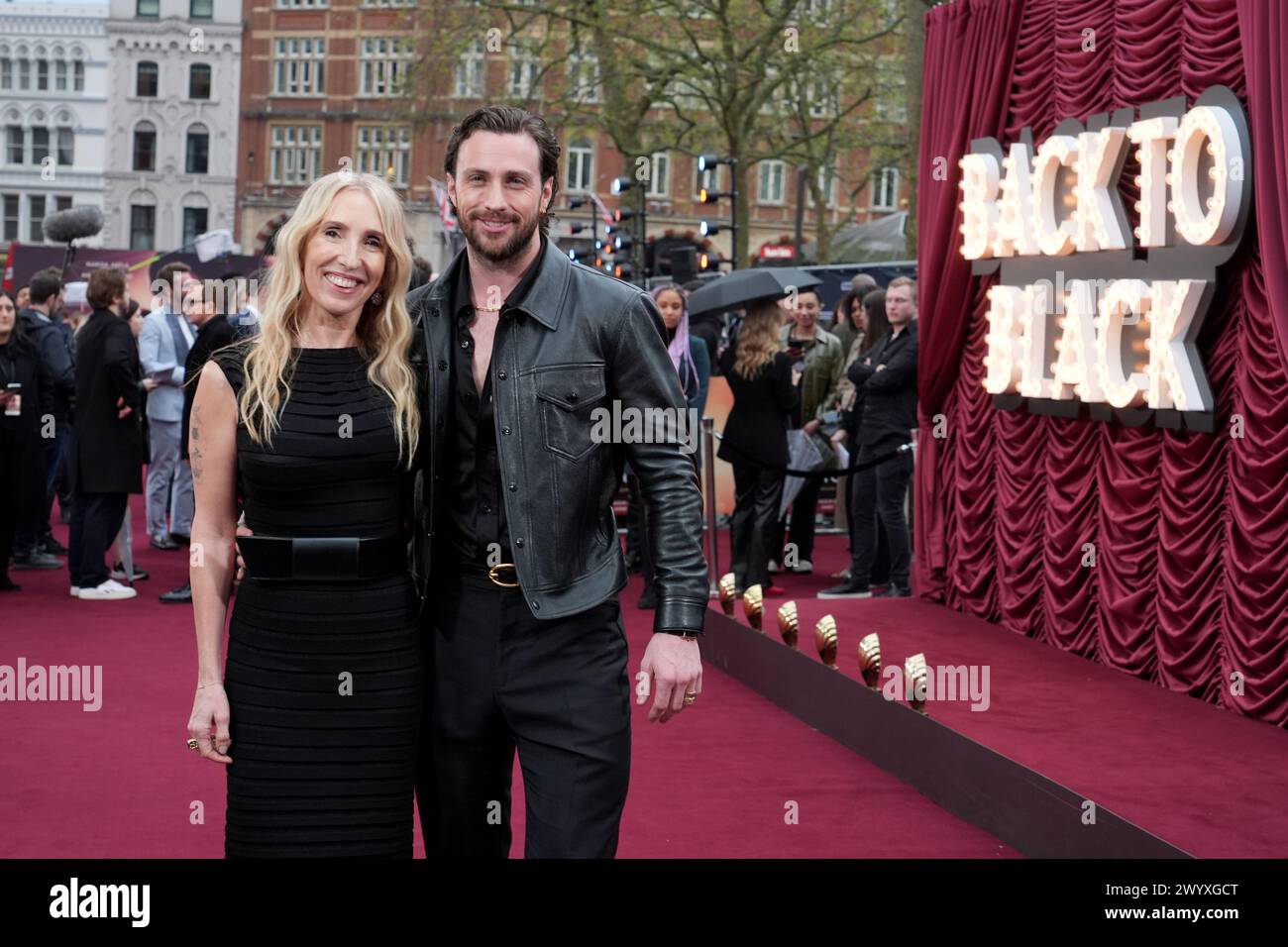 Sam Taylor-Johnson (left) and Aaron Taylor-Johnson attending the world premiere of Sam Taylor-Johnson's Back to Black, at the Odeon Luxe in London. Picture date: Monday April 8, 2024. Stock Photo