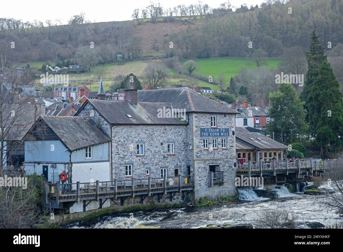 The Corn Mill, River Dee, LLangollen, Wales, Great Britain Stock Photo