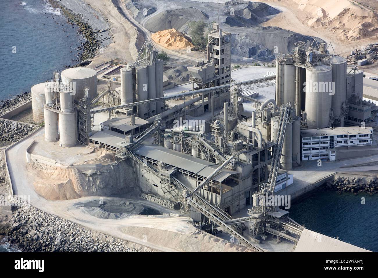 Cement plant, Arguineguin, Gran Canaria, Canary Islands, Spain. Stock Photo