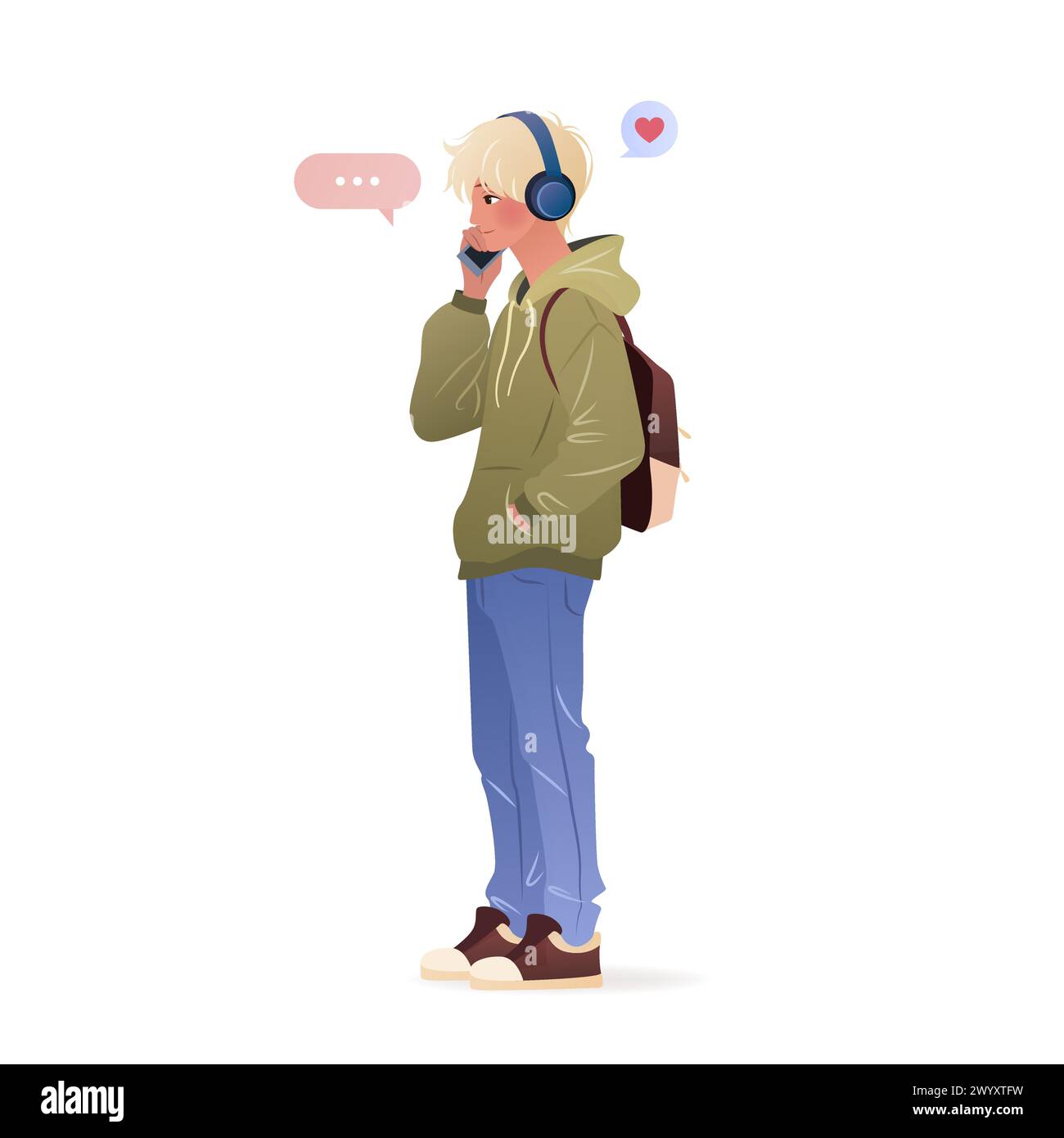 Student standing and using his smartphone Stock Vector Image & Art - Alamy