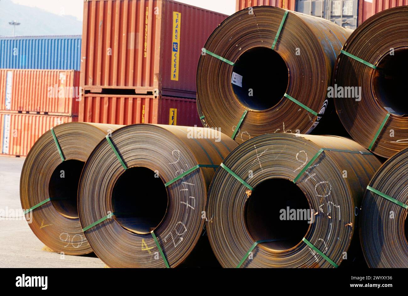 Steel sheet rolls. Bilbao. Spain. Stock Photo