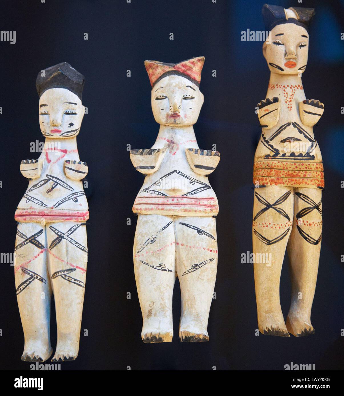 Fertility dolls. Population Igbo and Ibibio. Nigeria. Musée du Quai Branly museum, specialised for primitive or tribal arts, architect Jean Nouvel. Pa Stock Photo