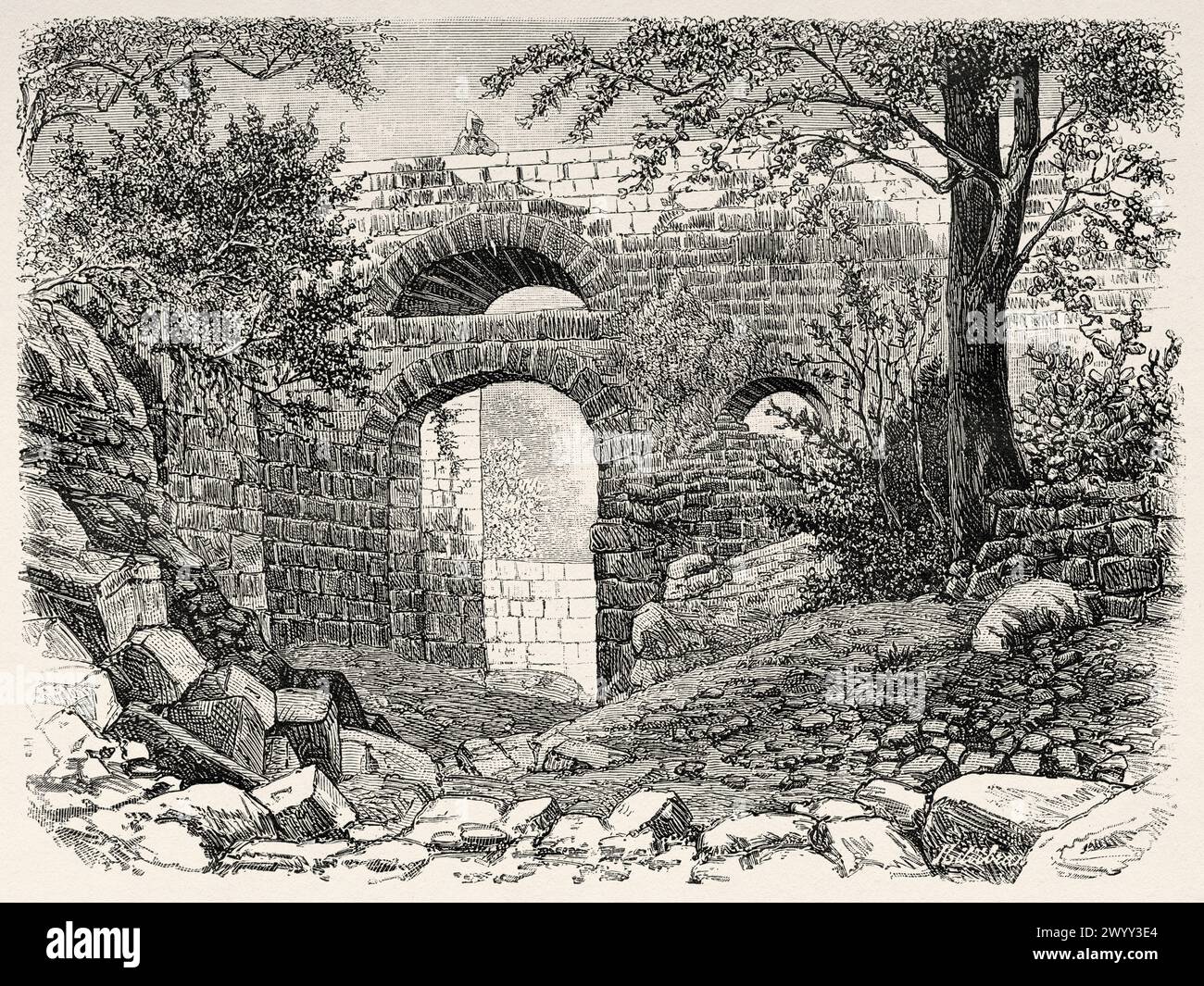 View of the Byzantine aqueduct and bridge, Tebessa. Oran Province