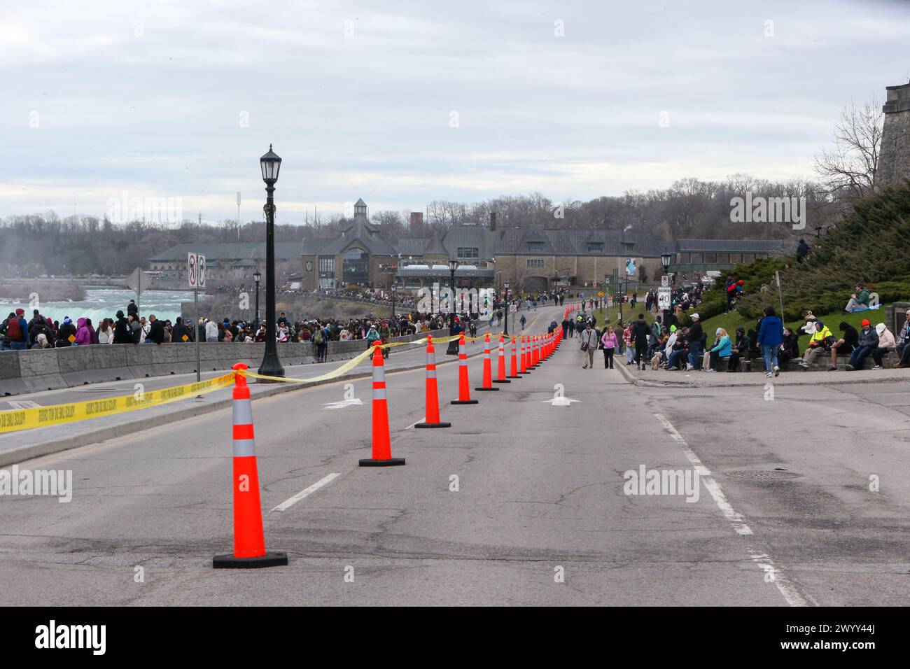 Niagara Falls, Canada. 8th Apr, 2024. Queen Victoria Park in Niagara Falls Ontario is a gathering spot for the 2024 Solar Eclipse. Niagara Falls is expecting more than a million people to show up to view Solar Eclipse.  Credit: Luke Durda/Alamy Live News Stock Photo