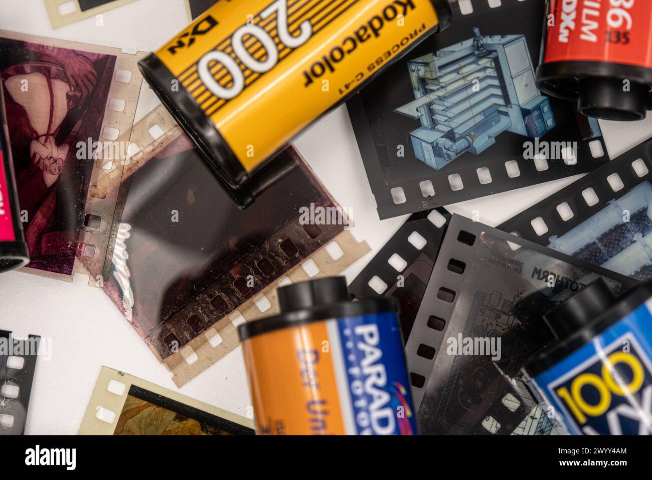 Sibiu, Romania April 07, 2024. Empty 35mm film canisters from