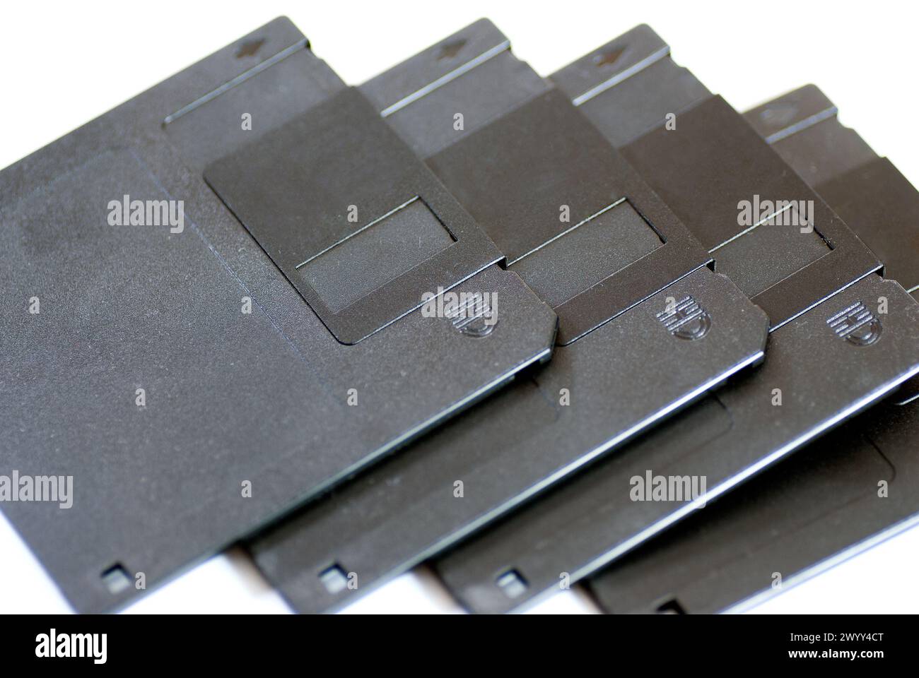 obsolete 3.5 inch floppy disk aligned Stock Photo