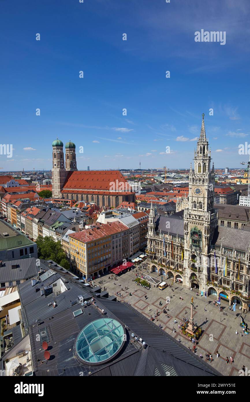 Marienplatz with Neues Rathaus and Frauenkirche in Munich, Germany Stock Photo
