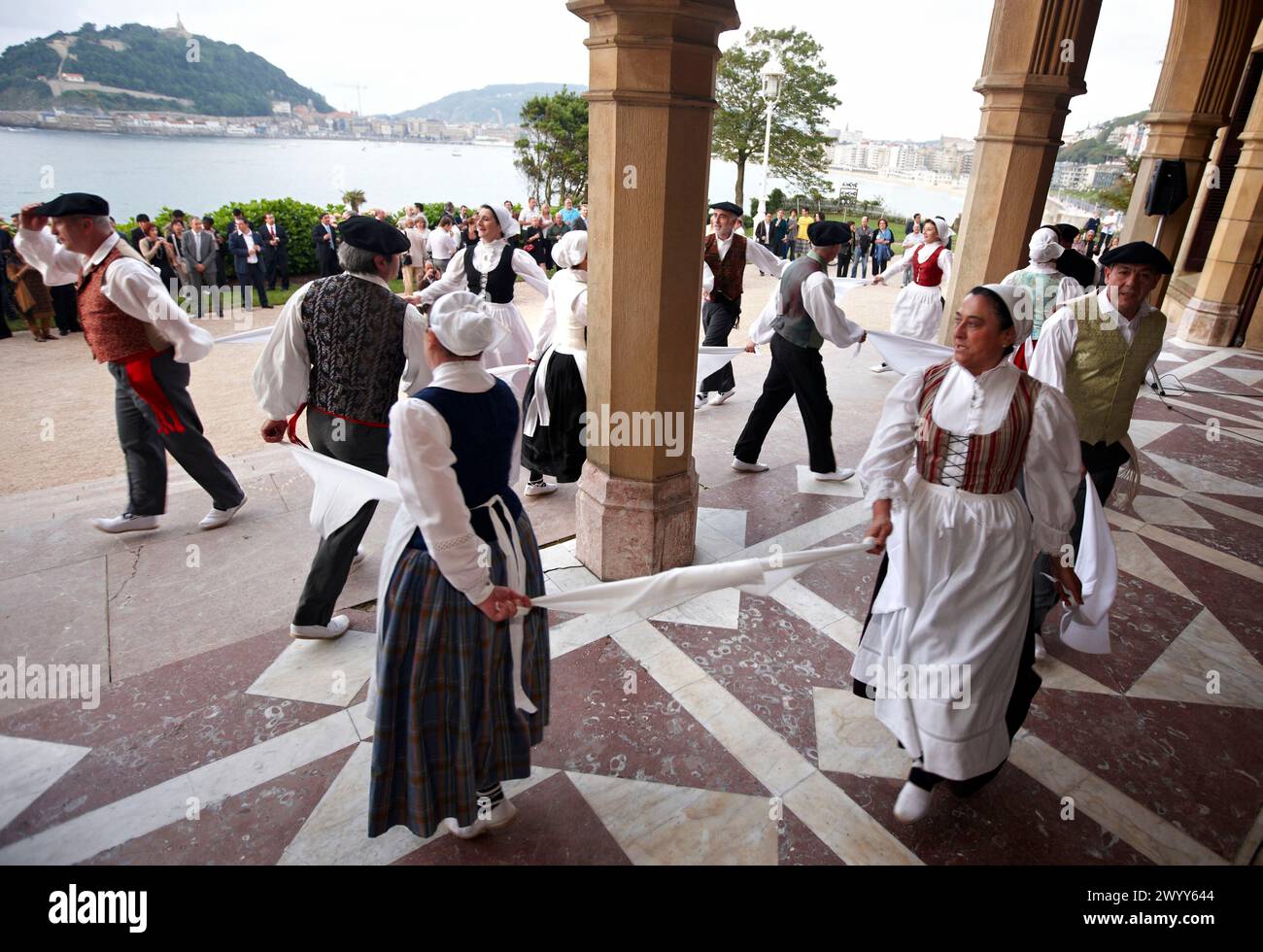 Basque dances, Palacio de Miramar, San Sebastian, Guipuzcoa, Basque Country, Spain. Stock Photo