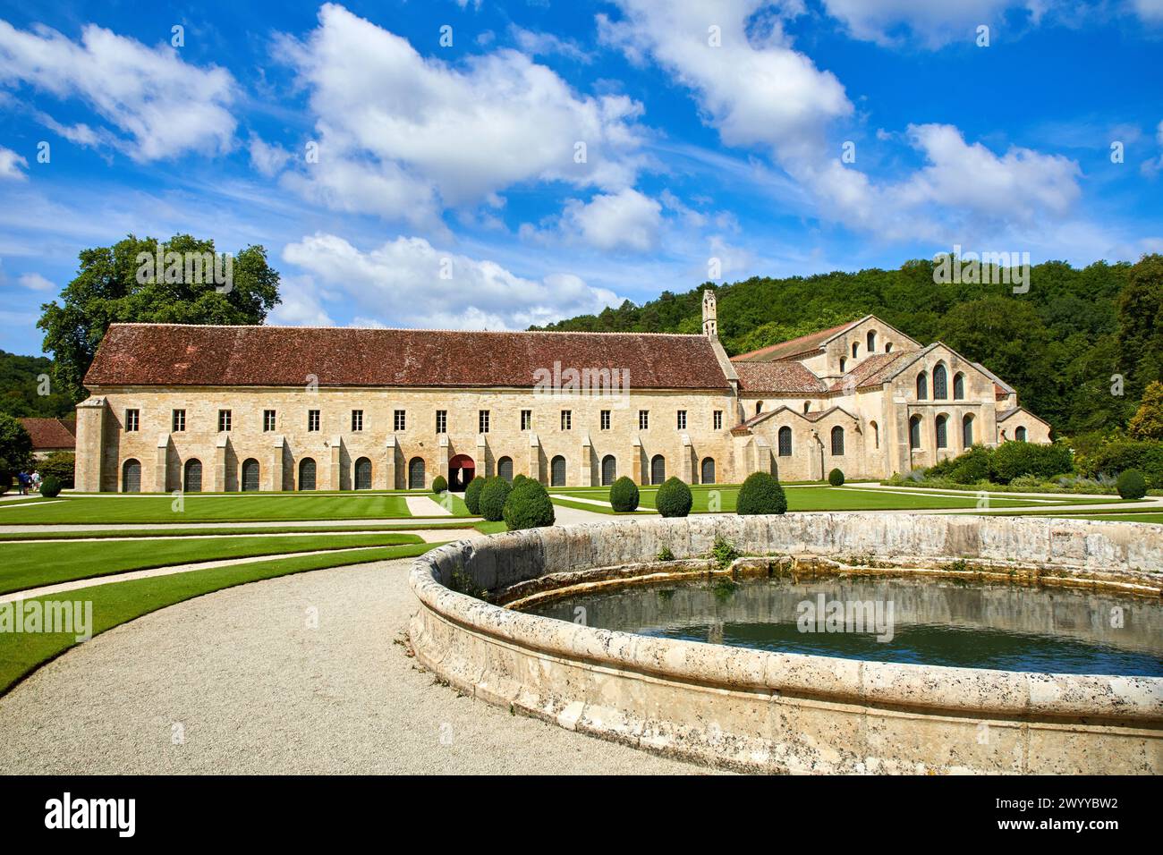 Abbaye Royale de Notre Dame de Fontenay, Fontenay Cistercian Abbey, Montbard, Cote d'Or, Burgundy Region, Bourgogne, France, Europe. Stock Photo