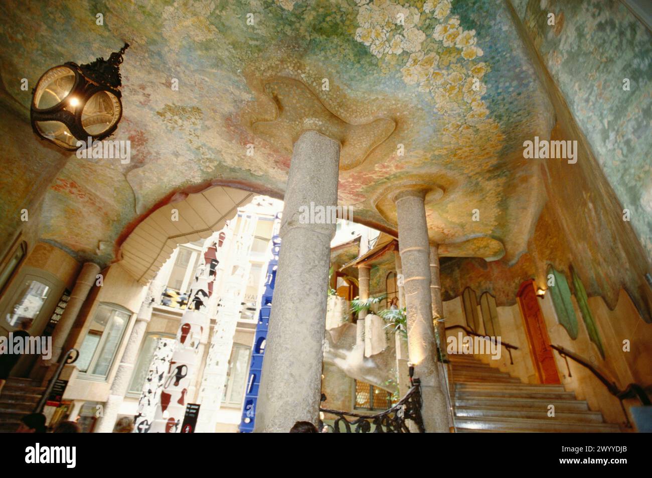 Main staircase of Milà House (aka La Pedrera 1906-1912 by Gaudí). Barcelona. Spain. Stock Photo