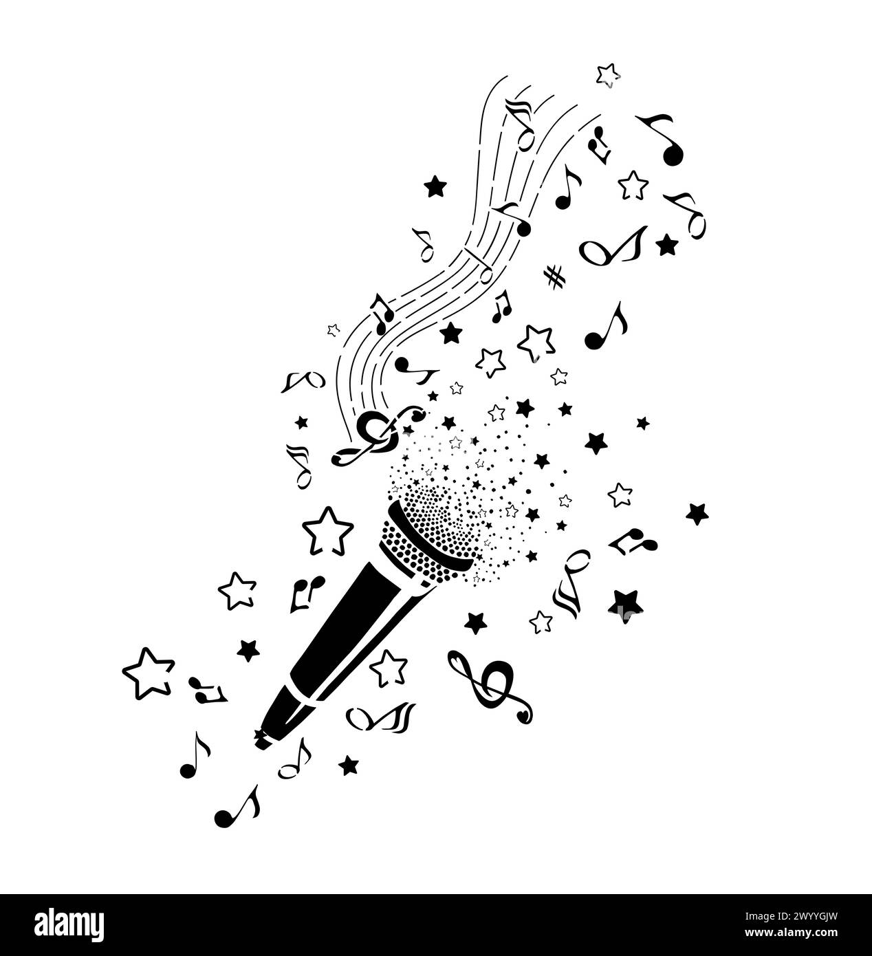 Microphone graphic abstract object. T-shirt printing. hand drawing. Not AI. Vector illustration Stock Vector