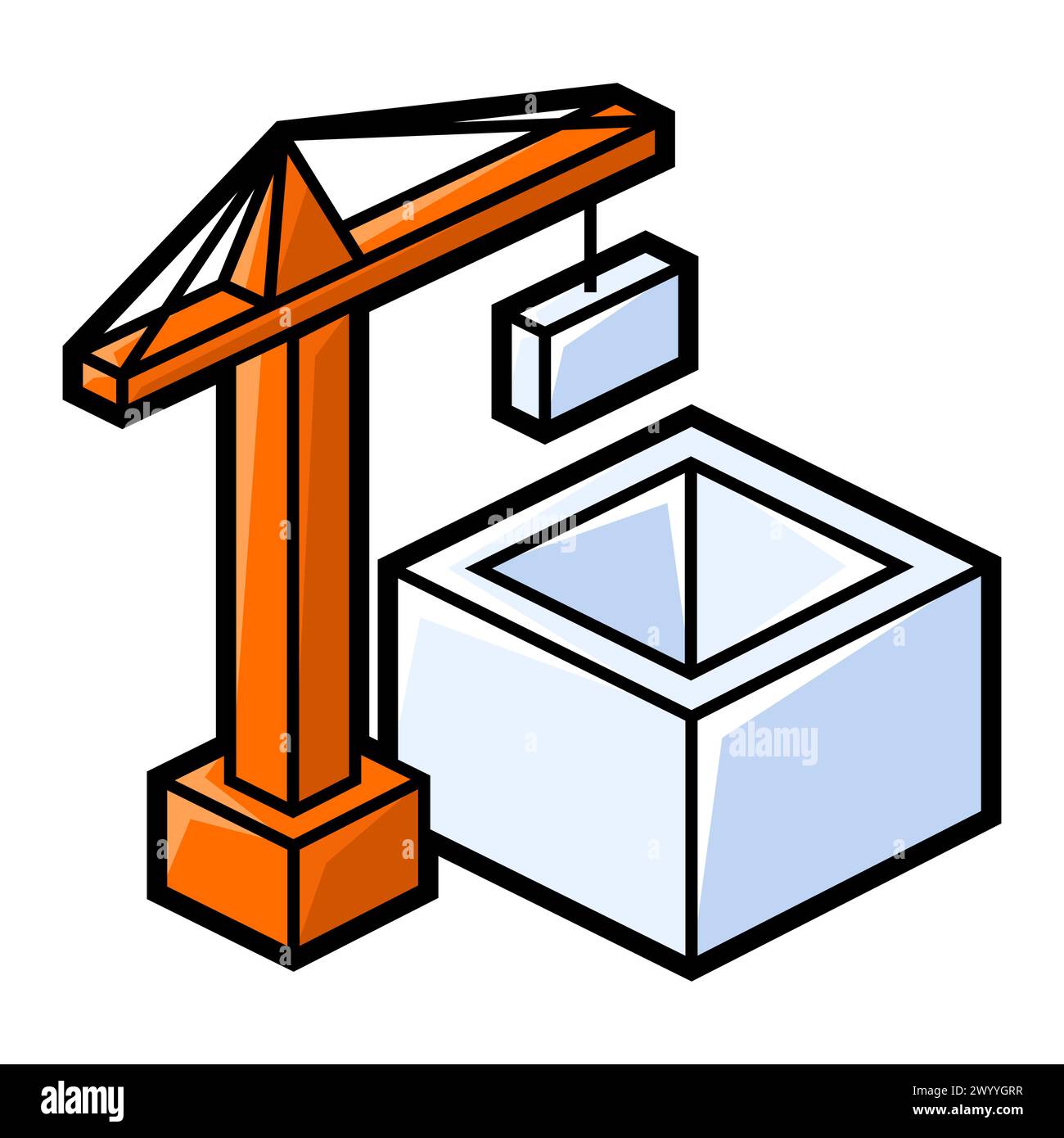 Building crane icon in isometry. Construction image for website, app, logo, UI design. Stock Vector