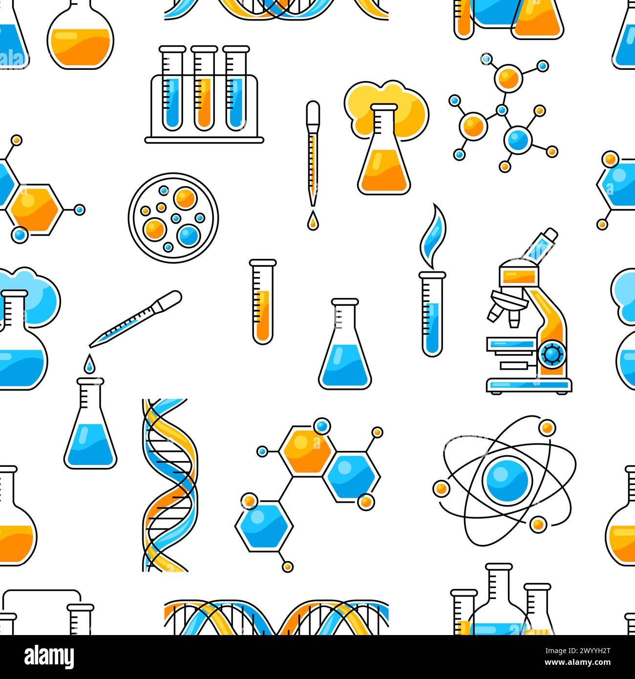 Pattern with science items. Medical concept image. Stock Vector