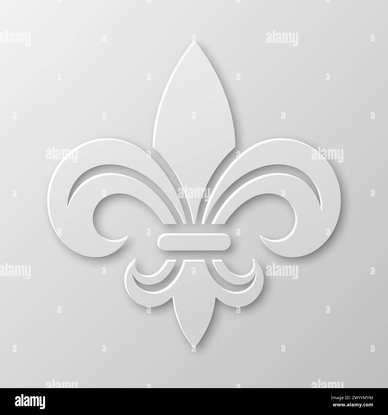 Vector Realistic Paper 3d Fleur De Lis Closeup on White Background ...