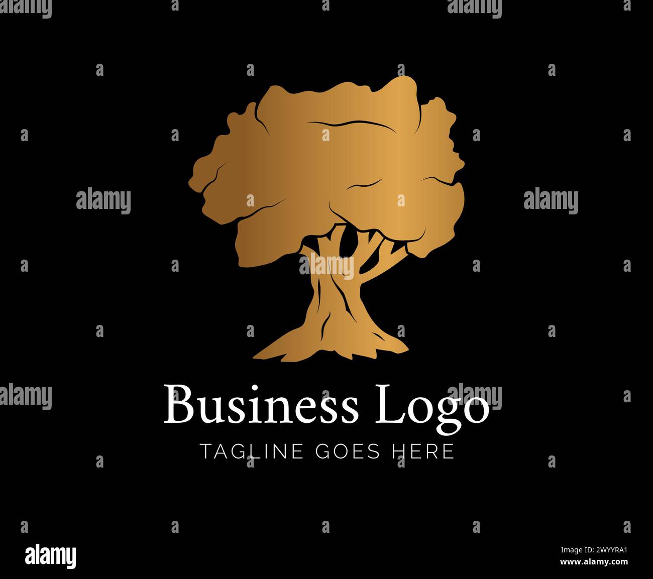 Old Oak Tree Logo Stock Vector