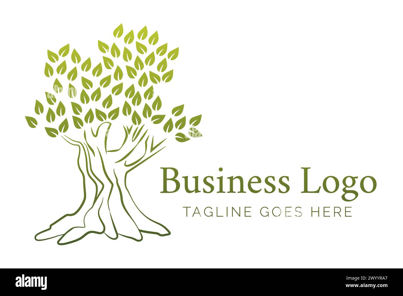 Green Abstract Olive Tree Logo Stock Vector
