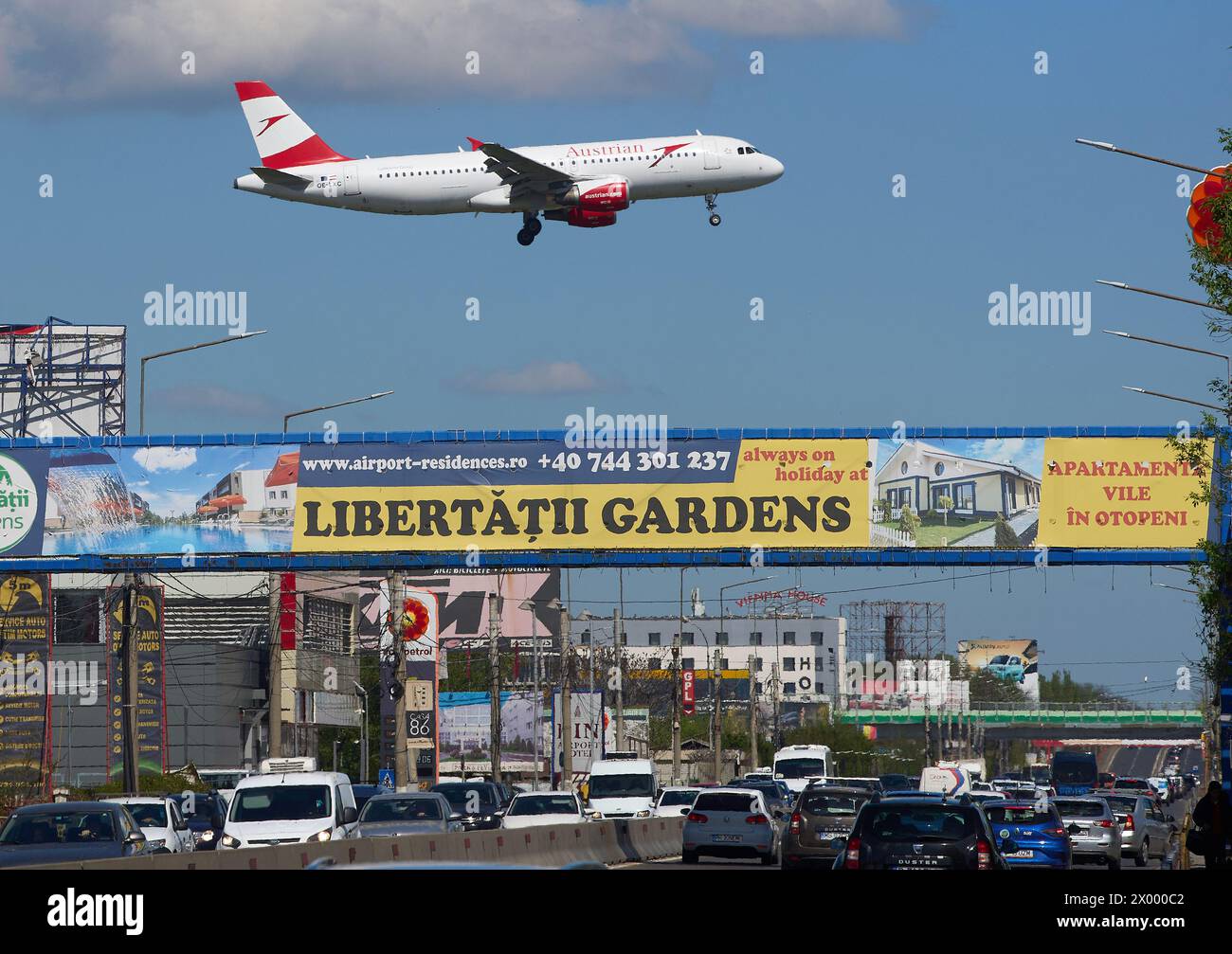 Bucharest, Romania. 8th Apr, 2024 Austrian Airlines flight Vienna to Bucharest, OS783, lands at