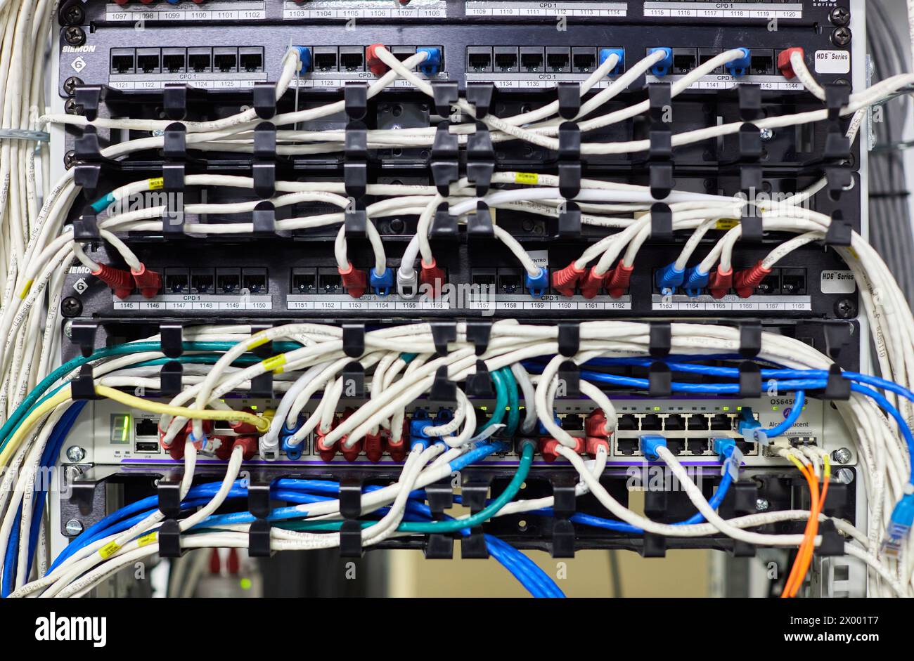 Communication network cabinets, CPD, Data Processing Center. Stock Photo