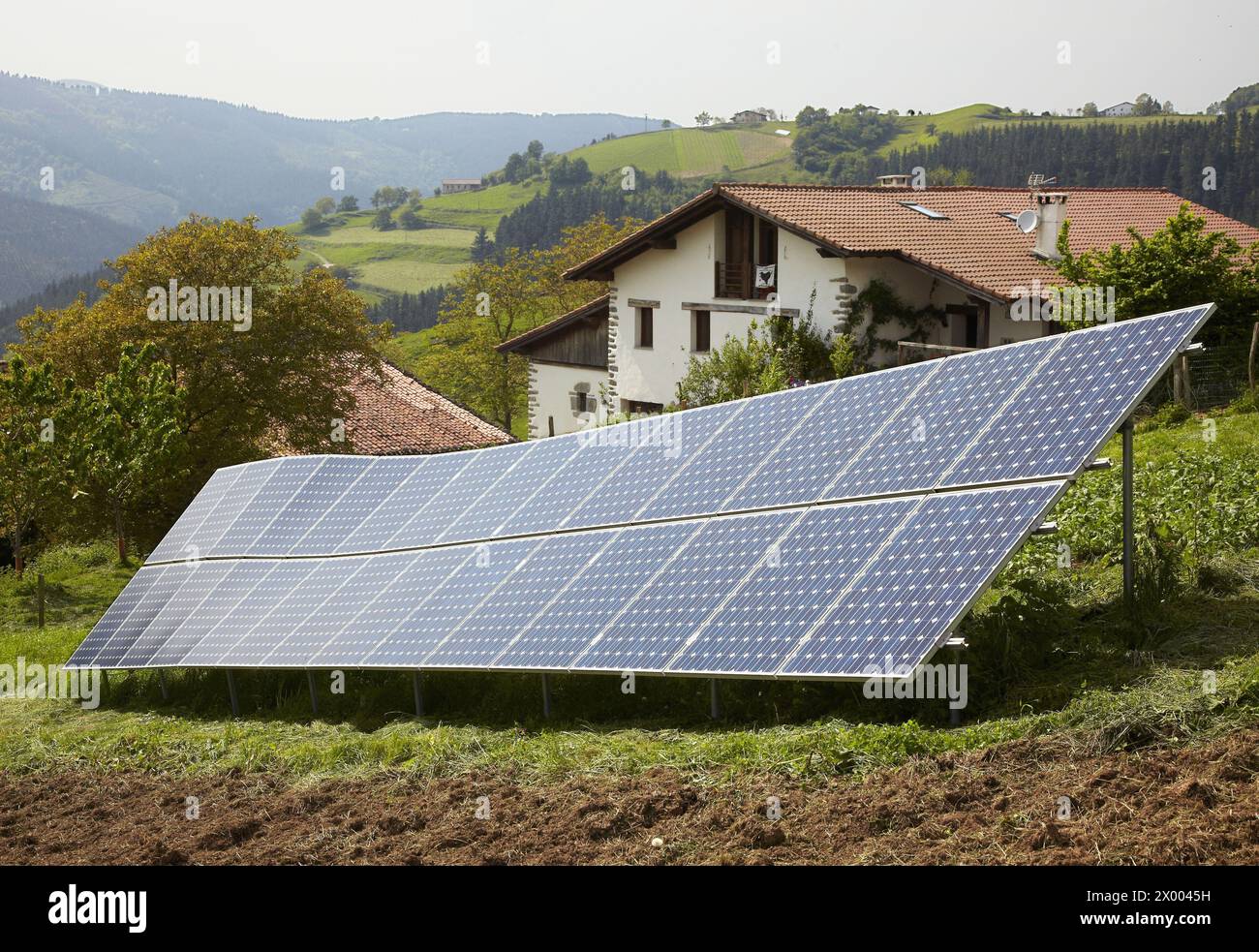 Solar panels, Beizama, Guipuzcoa, Basque Country, Spain. Stock Photo