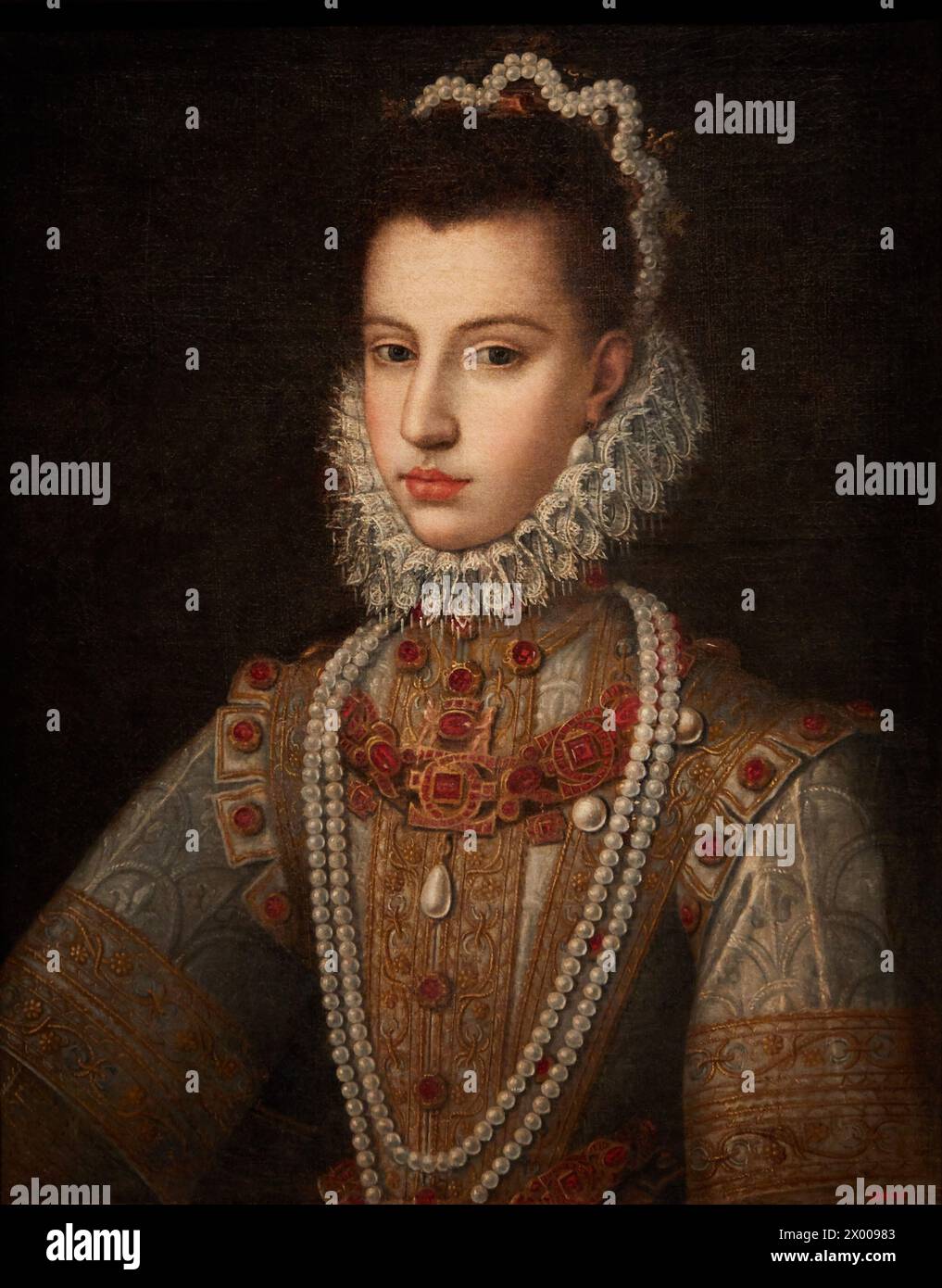 'Portrait of the Infanta Catherine Michelle', 1582-1584, Alonso Sánchez Coello, National Museum of Catalan Art, Museu Nacional d Art de Catalunya, MNAC, Barcelona, Spain, Europe. Stock Photo