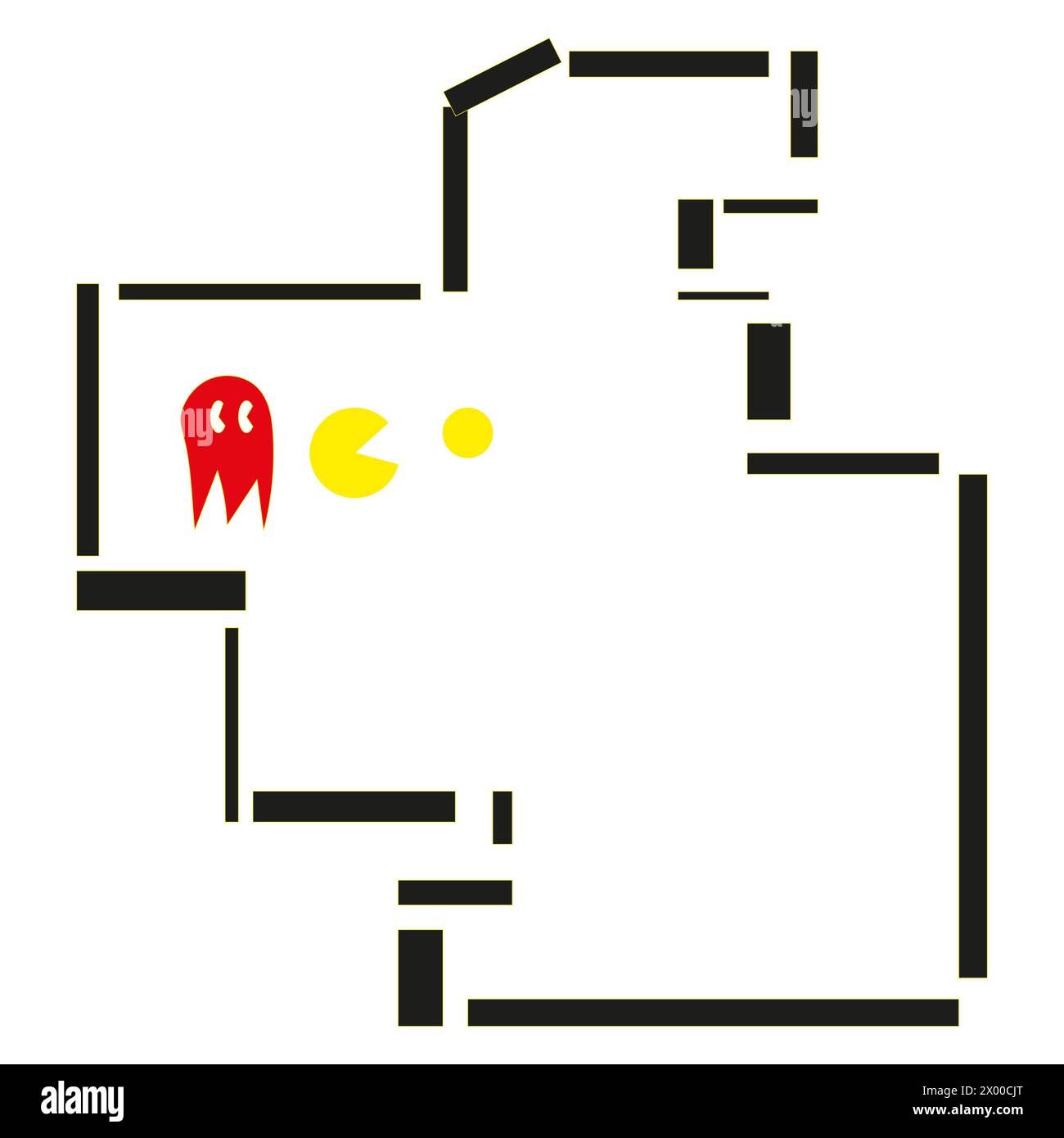 Retro arcade game scene. Pac-Man inspired digital design. Vector illustration. EPS 10. Stock Vector