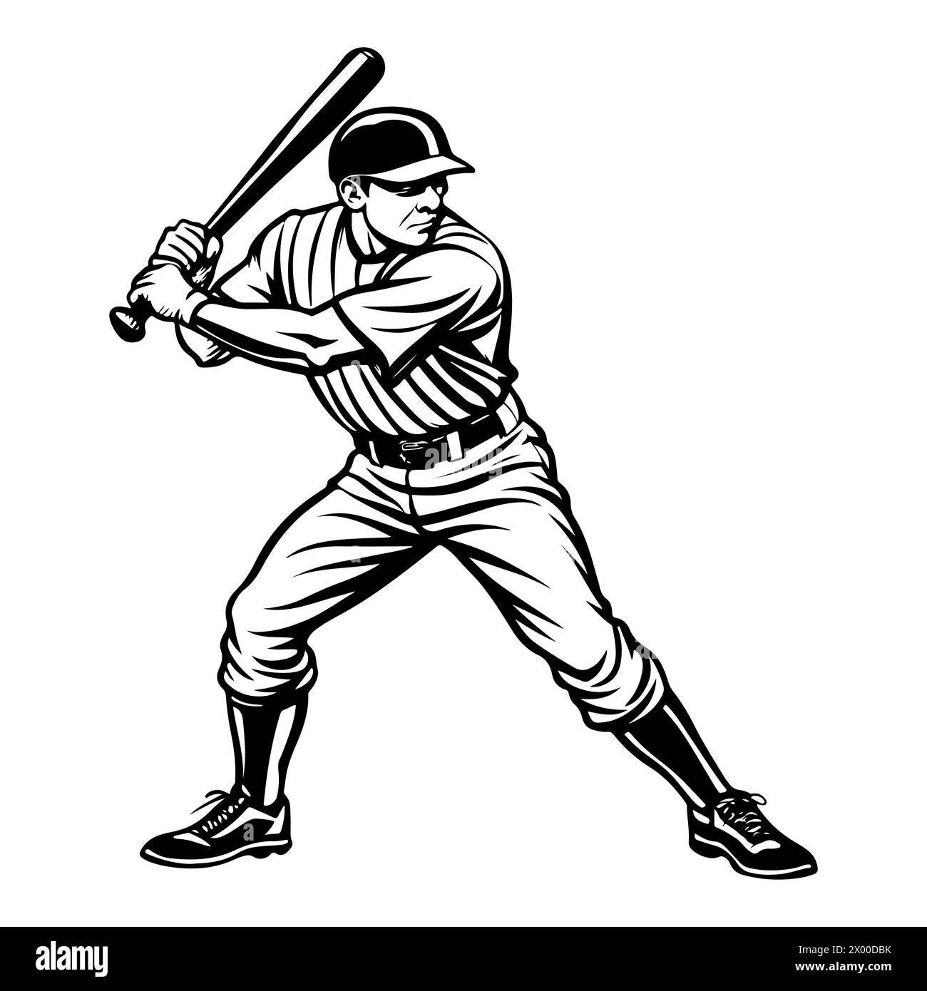 Awesome baseball player black ink transparent vector Stock Vector