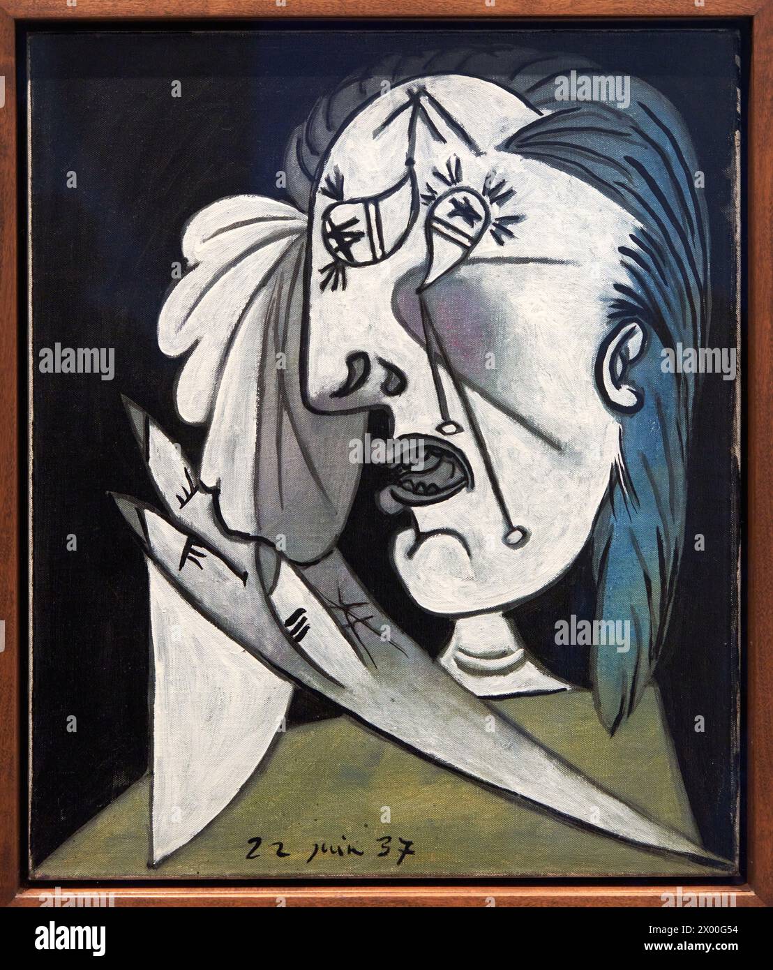 Weeping Woman's Head with. Handkerchief, Postcript for 'Guernica'. 1937, Pablo Picasso, Reina Sofia Museum, Madrid, Spain, Europe. Stock Photo