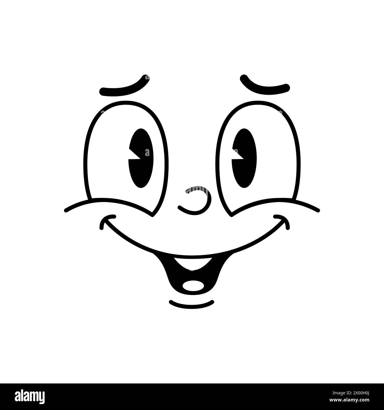 Cartoon funny comic groovy face smile emotion, retro cute emoji ...