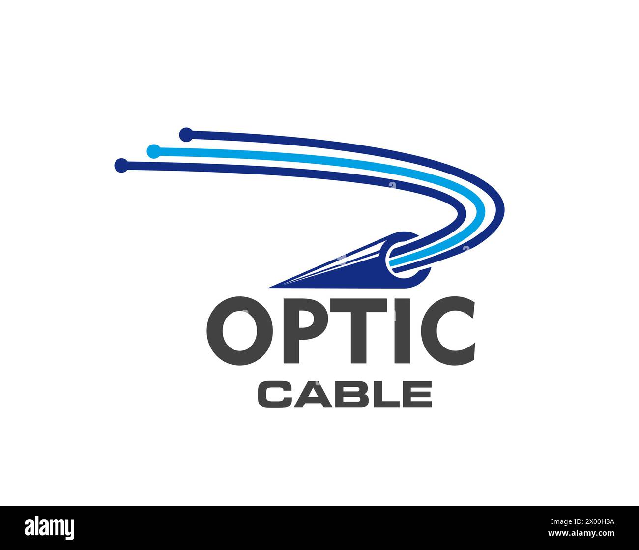 Fiber optic cable icon, telecommunication technology. Isolated vector emblem for Internet connection and networking. Dynamic wire strand lines convey speed, connectivity and broadband data traffic Stock Vector