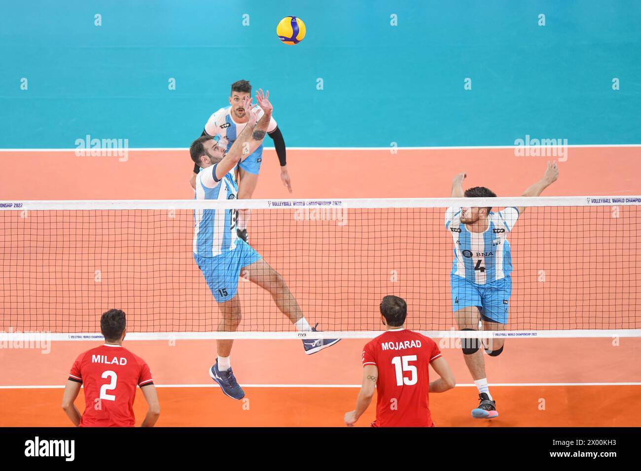 Luciano De Cecco, Joaquin Gallego, Facundo Conte (Argentina). Volleyball World Championship 2022. Stock Photo