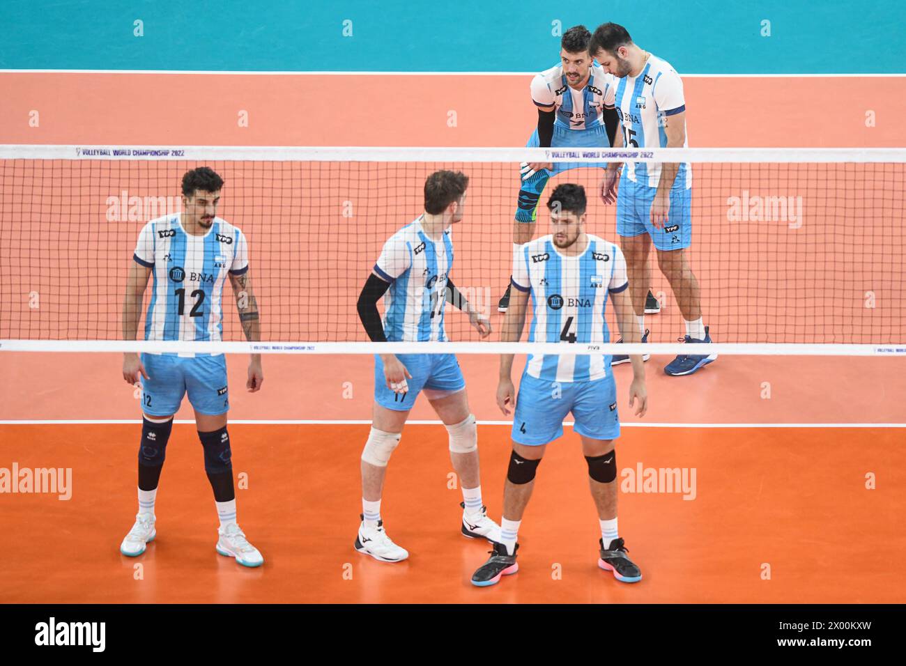 Facundo Conte, Bruno Lima, Luciano de Cecco, Luciano Vicentin, Joaquin Gallego (Argentina). Volleyball World Championship 2022. Stock Photo