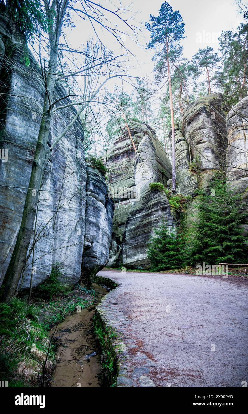Road Next to Rocks at Adrspach Teplice Rock Formation Stock Photo - Alamy