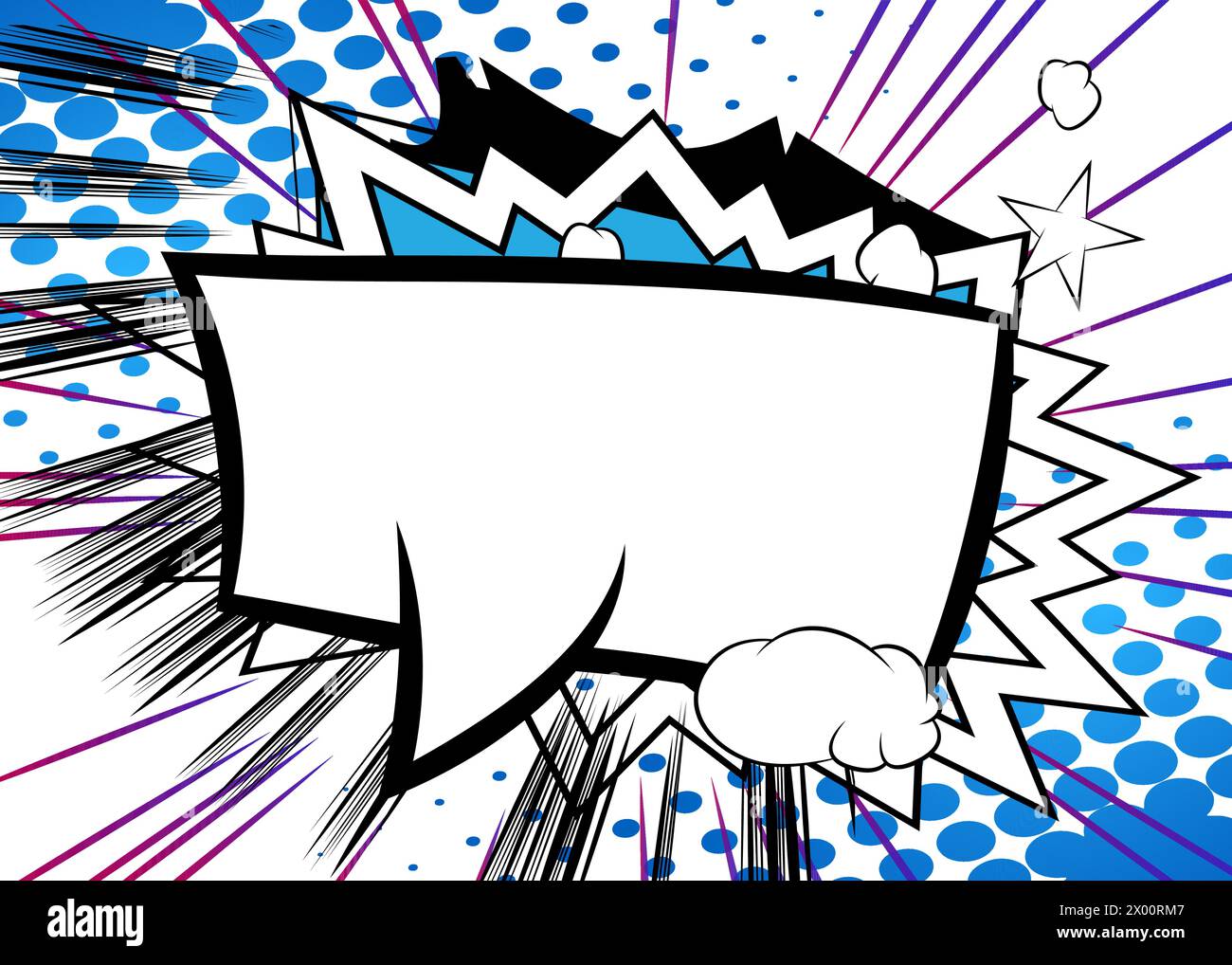 Cartoon speech bubble with blank speech bubble, comic book background ...