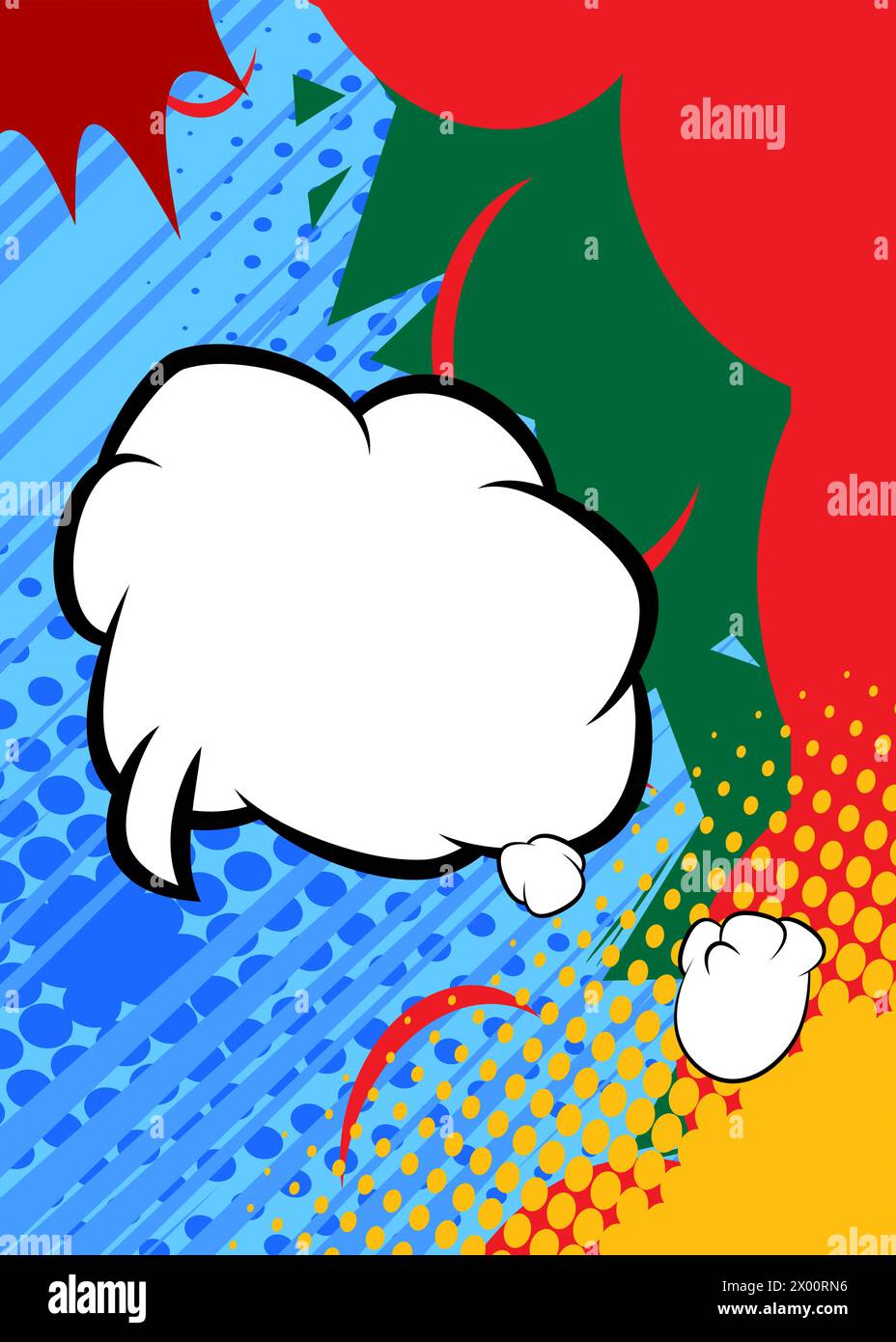 Cartoon speech bubble with blank speech bubble, comic book background ...
