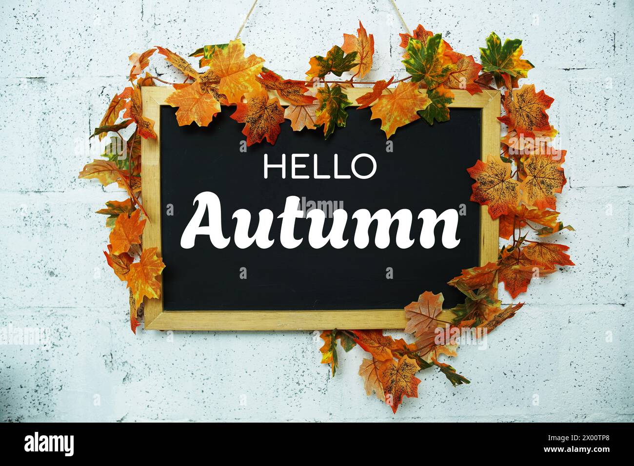 Hello Fall Messages Hello autumn poster design hi-res stock photography and images - Alamy